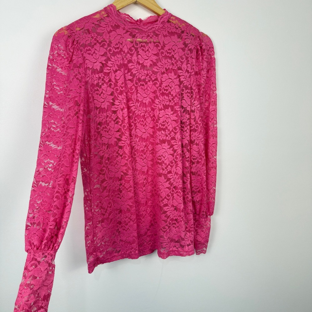 Sheer‎ Lace Blouse Top Size Small Pink Coquette Balletcore Romantic Soft Girl